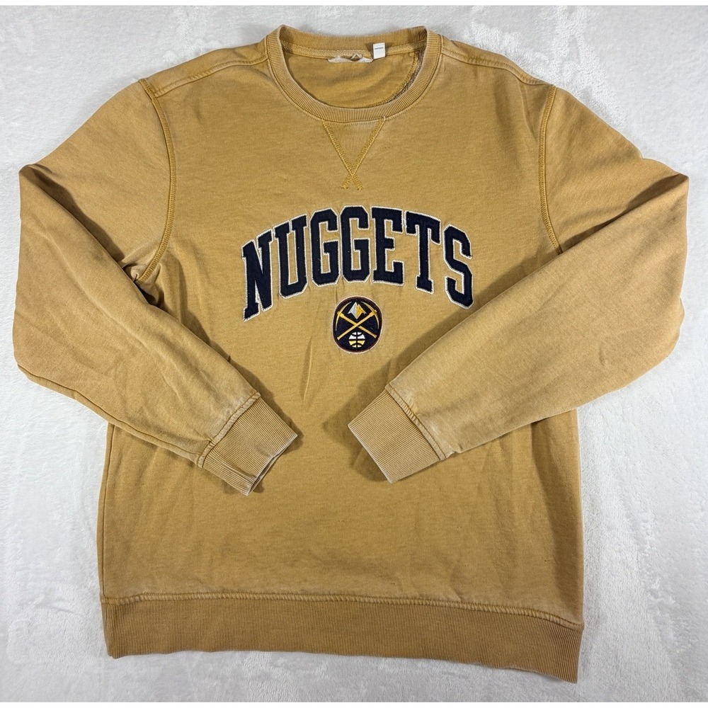 VTG Camp David Denver Nuggets Sweatshirt Men's Sz L Yellow Distressed